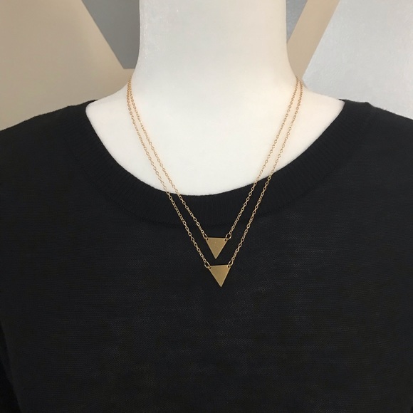 Double Layer Gold Triangle Necklace - Picture 1 of 4